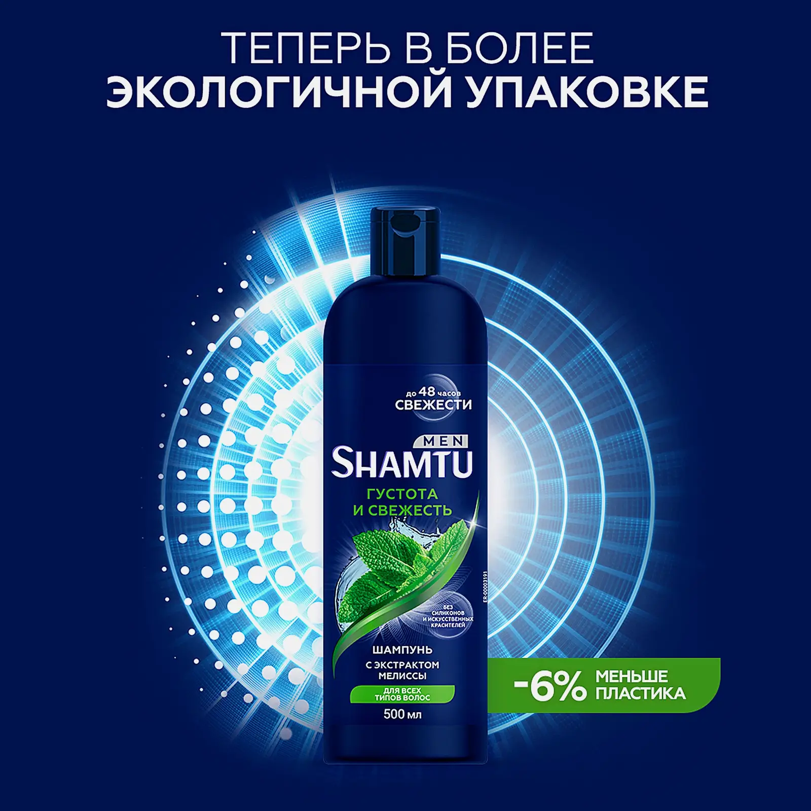 Шампунь для волос Shamtu Men Густота и свежесть с экстрактом мелиссы мужской 500мл - фото 4