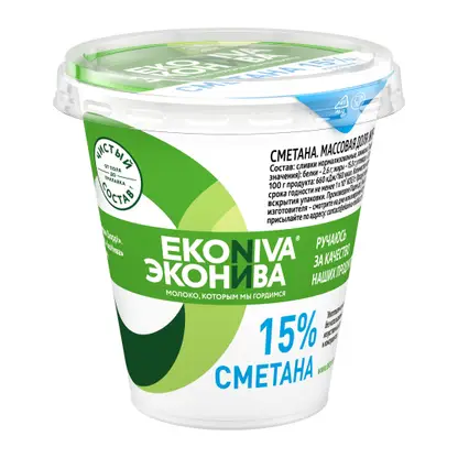 Изображение товара Сметана ЭкоНива 15% 300г