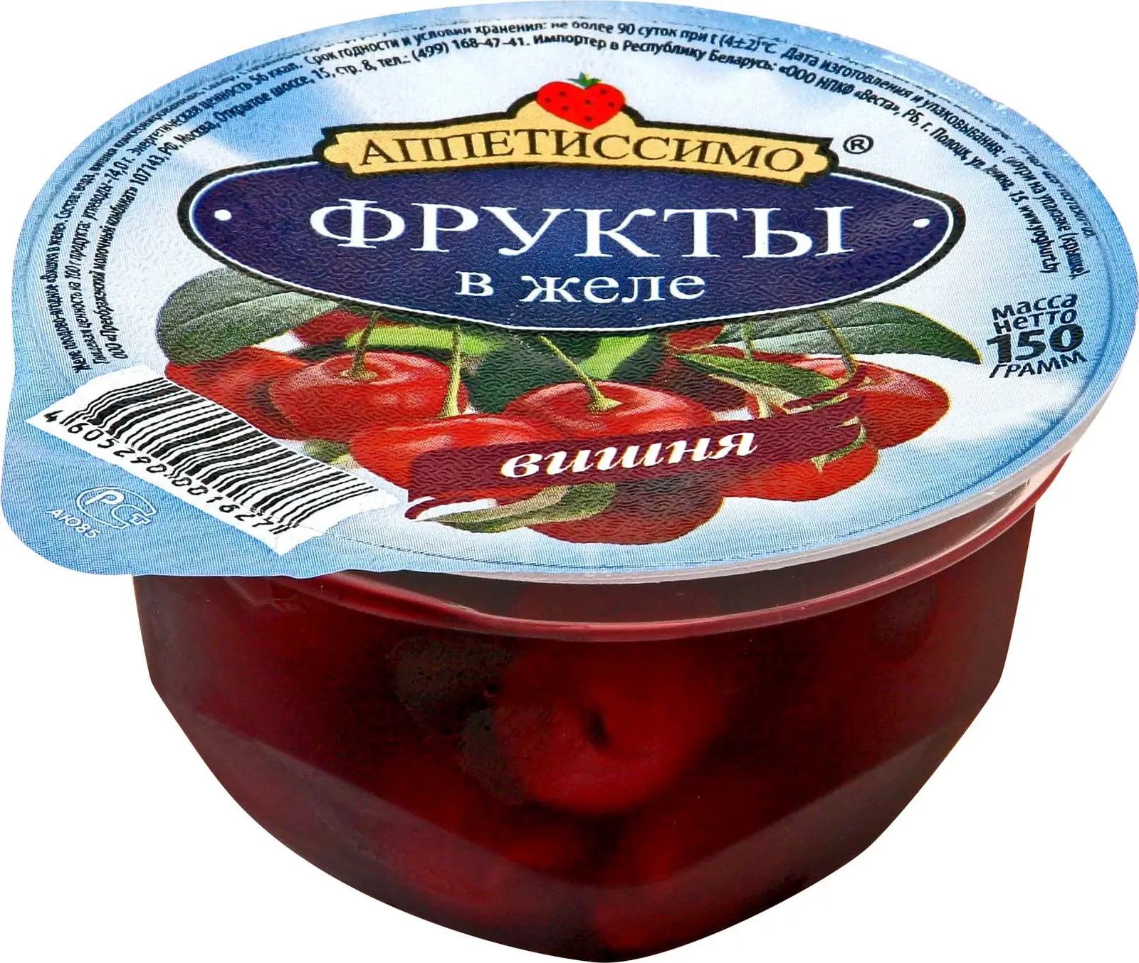 Желе Аппетиссимо Вишня персик и клубника 150г - Магнит-Продукты