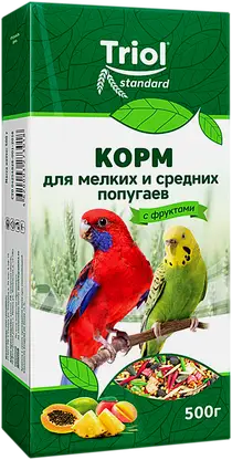 Корм для мелких и средних попугаев с фруктами Triol 500г