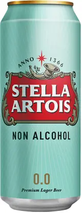 Изображение товара Пиво Stella Artois светлое фильтрованное пастеризованное безалкогольное 0% 450мл