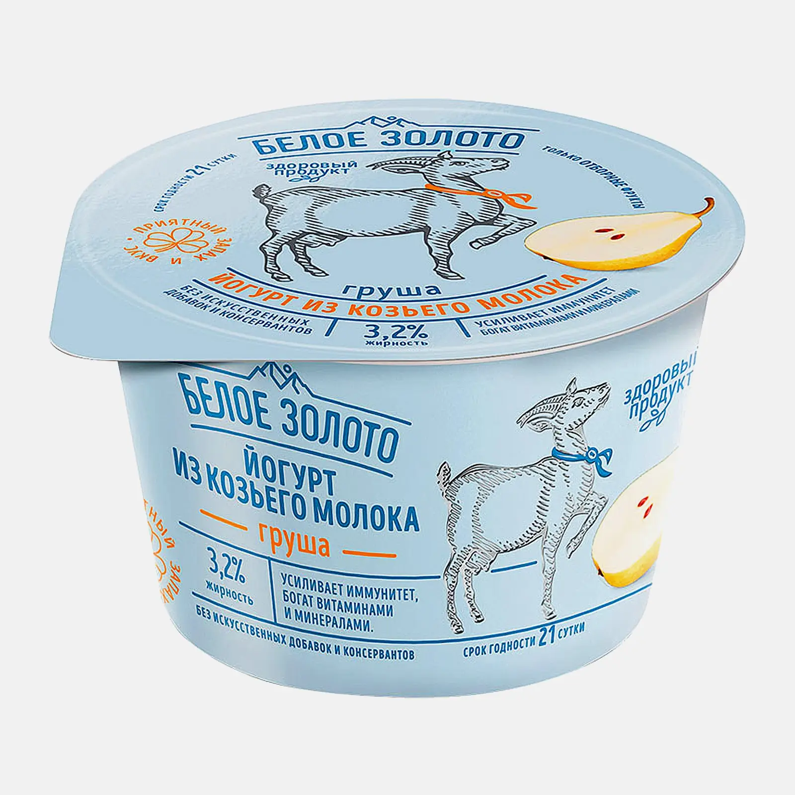 Изображение товара Йогурт Белое Золото из козьего молока груша 150г