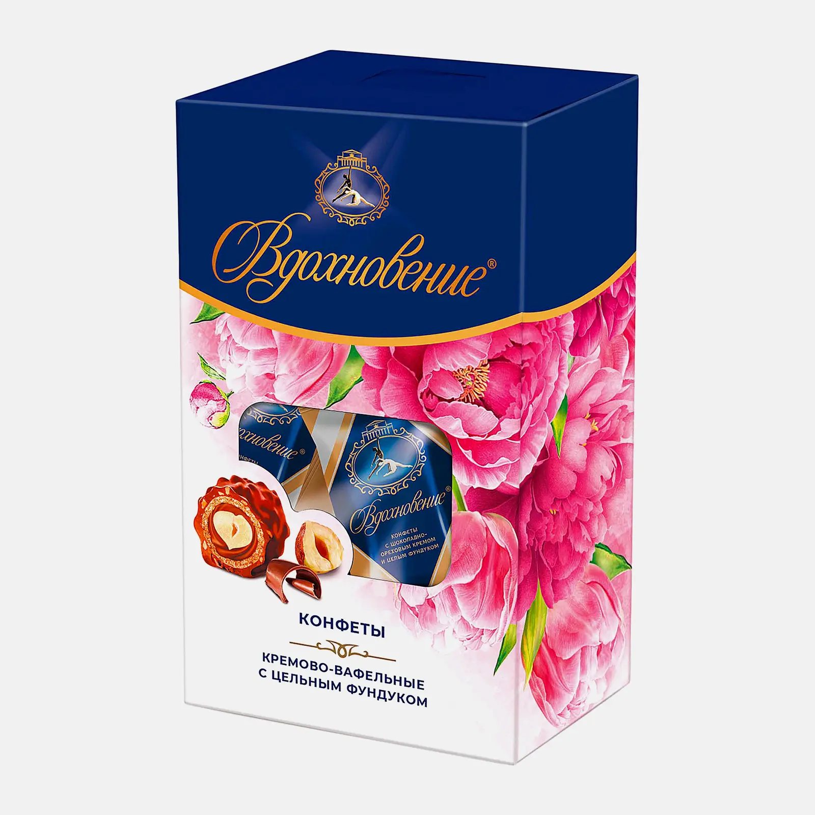 Конфеты Вдохновение шоколадно-ореховый крем и цельный фундук 112г