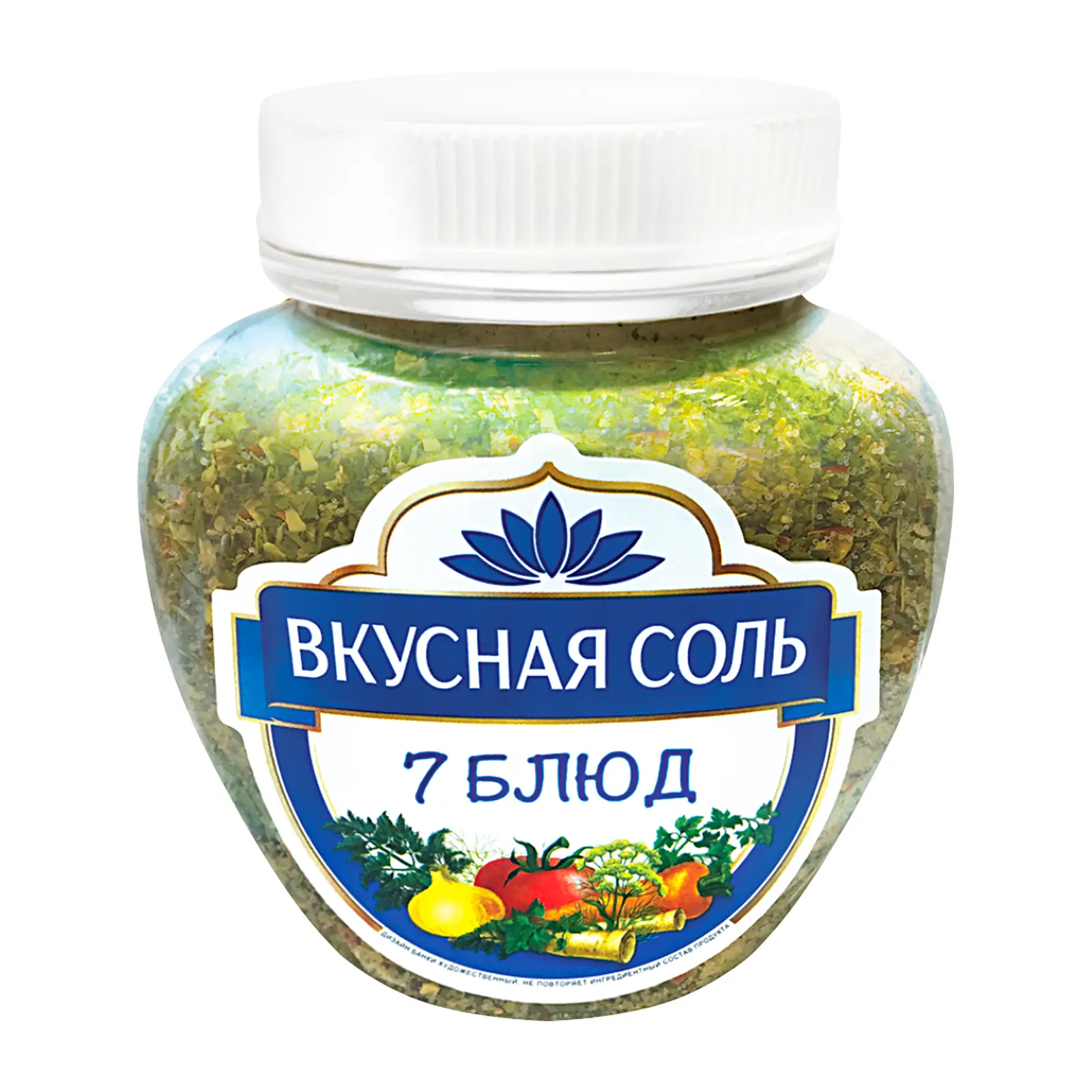 Изображение товара Соль Вкусная Соль 7 Блюд с пряностями и овощами 400г для блюд и маринадов