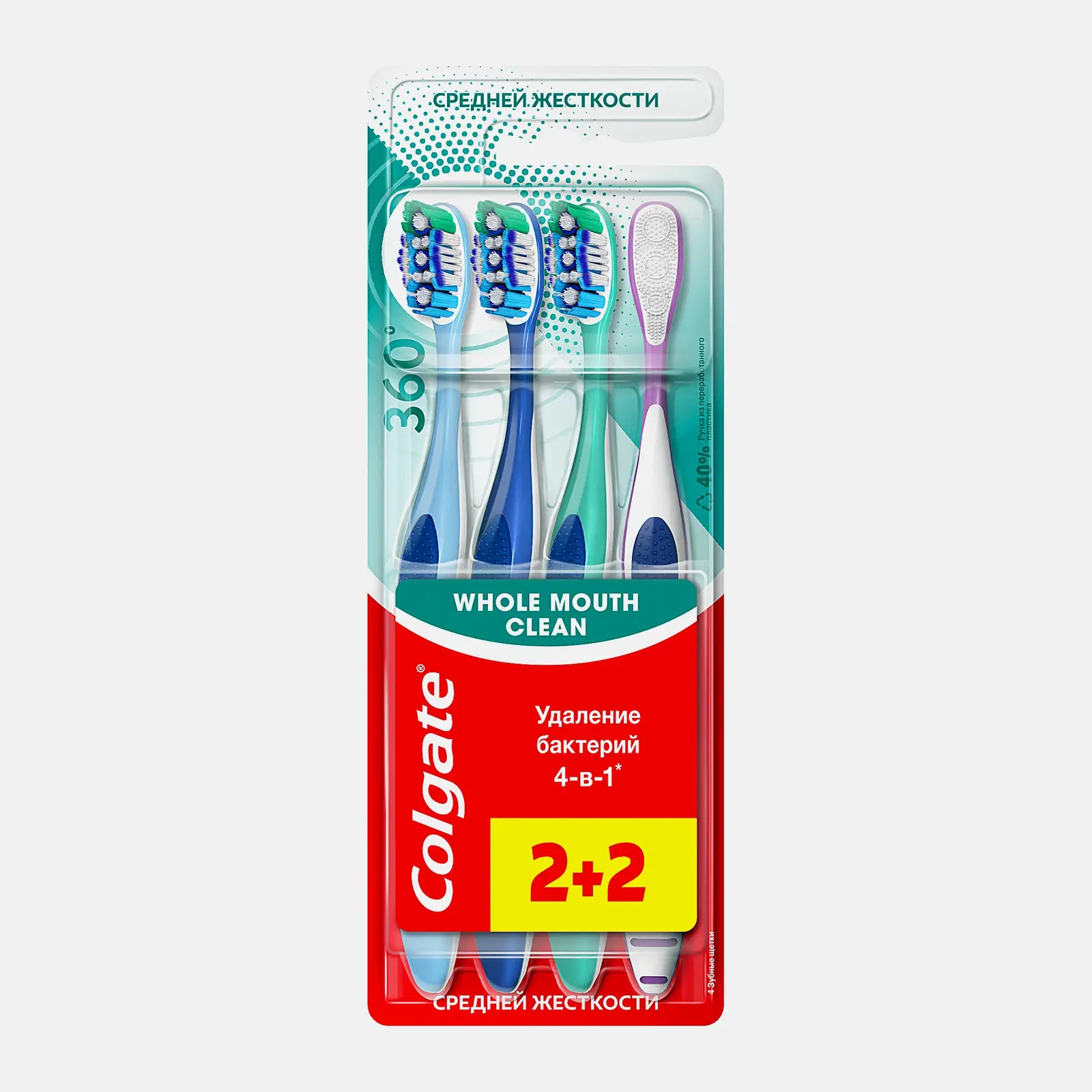 Зубная щетка средняя жесткость 360 Colgate 2шт