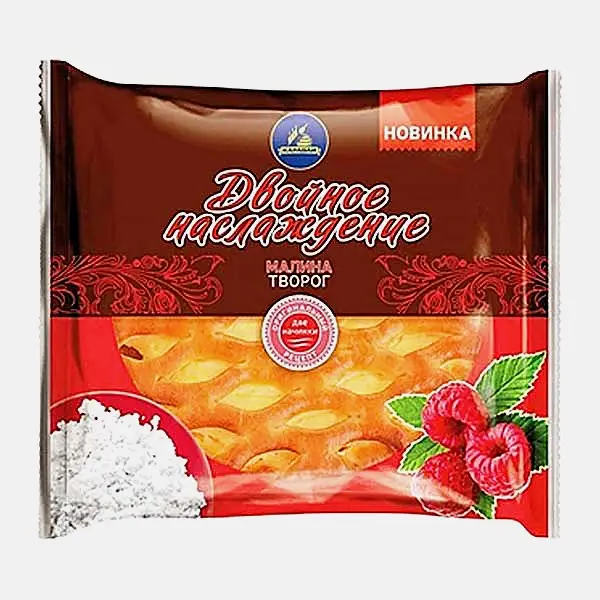 Изображение товара Сдоба с малиной и творогом Двойное наслаждение 240г Каравай