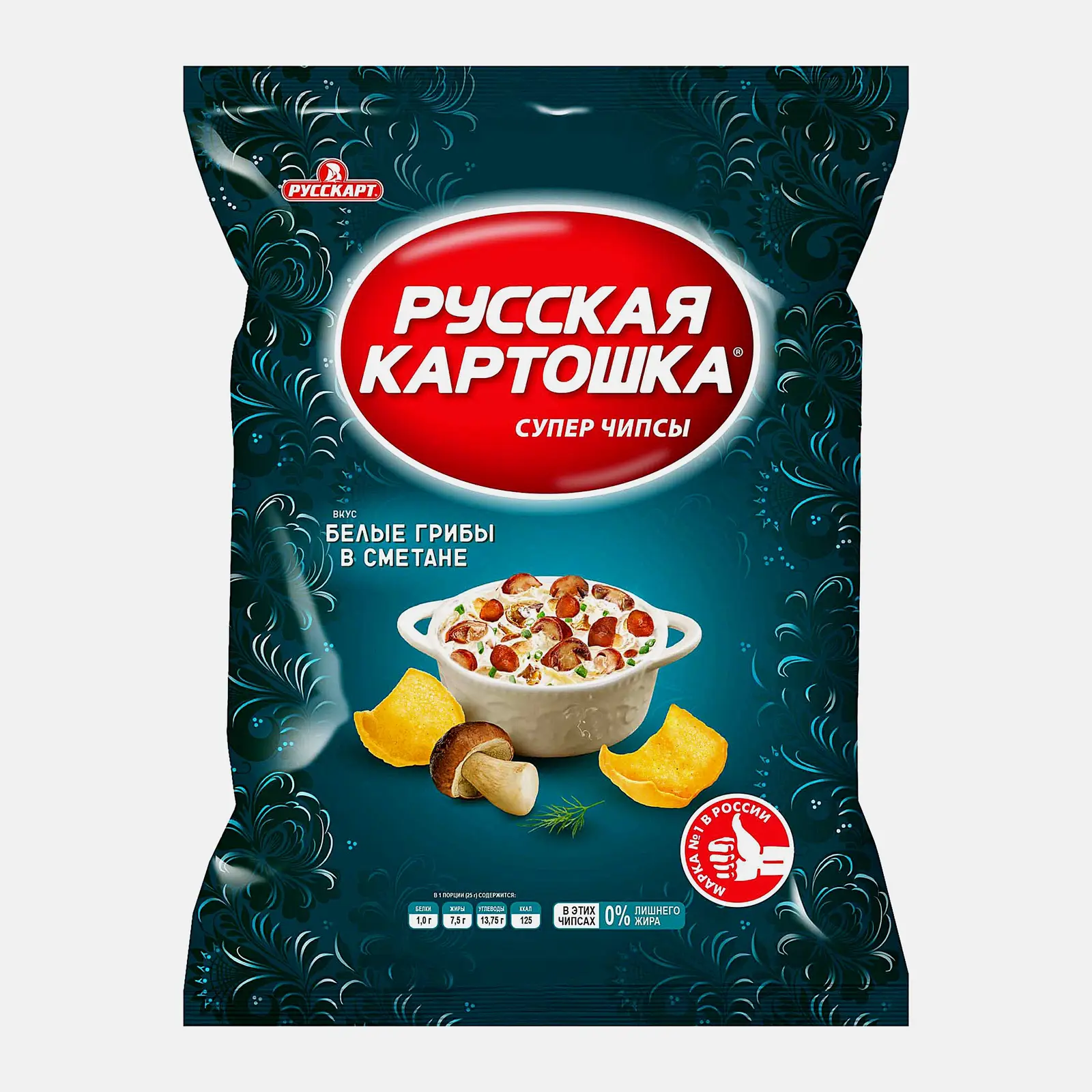Чипсы Русская картошка картофельные Белые грибы-сметана 105г Чипсы Русская картошка картофельные Белые грибы-сметана 105г