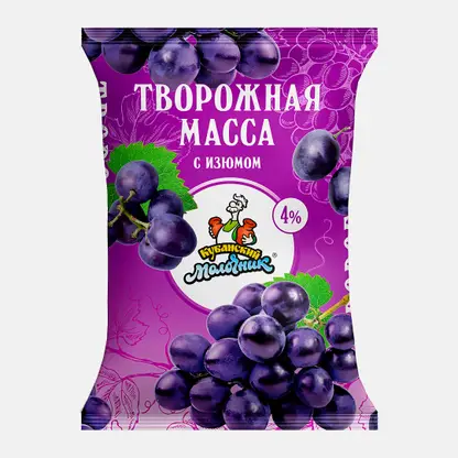 Масса творожная с изюмом Кубанский Молочник 4% 180г