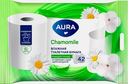 Влажная туалетная бумага Aura 42шт