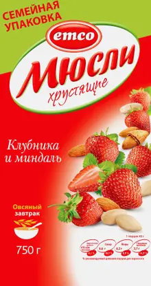 Мюсли Emco хрустящие с клубникой и миндалем 750г