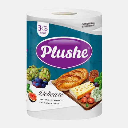 Полотенца бумажные Plushe 3 слоя 1 рулон