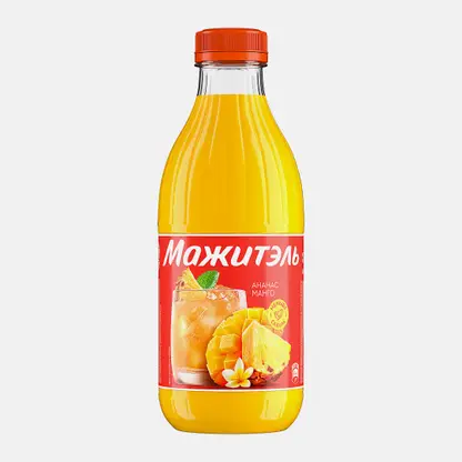 Напиток сывороточный коктейль Мажитэль с соком Ананас-Манго 950г