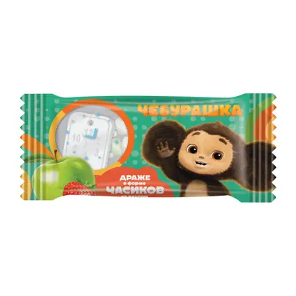 Изображение товара Драже Чебурашка часики со вкусом клубники и яблока 12г