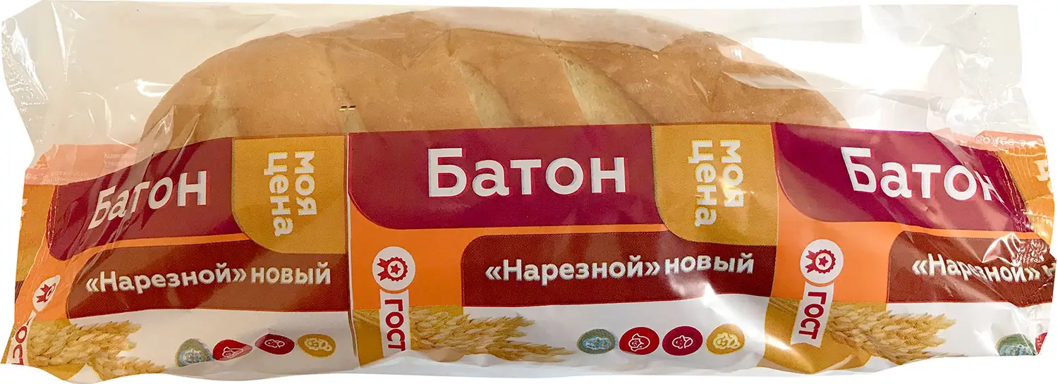 Батон Моя цена нарезной новый 400г - Магнит-Продукты