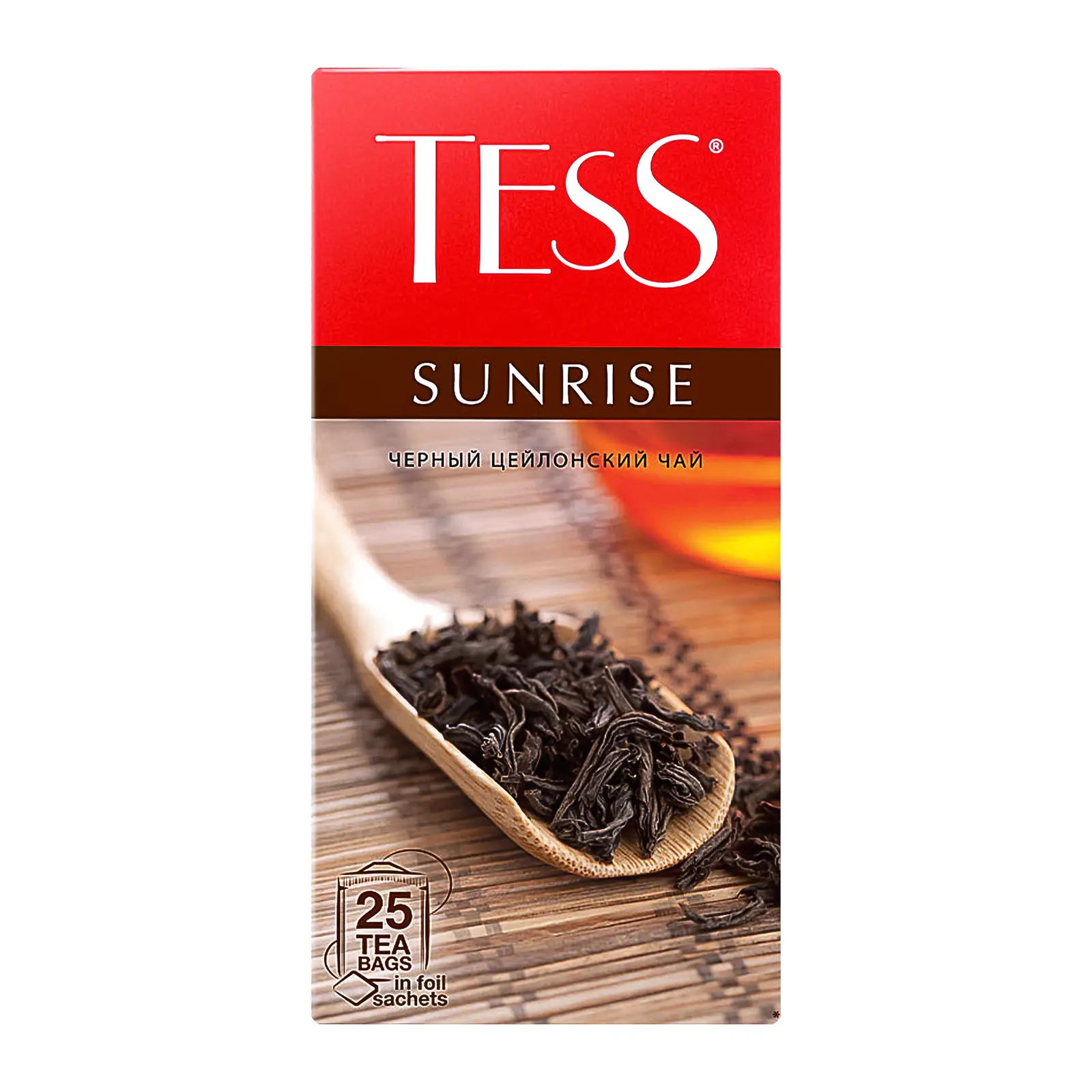Изображение товара Черный цейлонский чай Tess Sunrise 25 пакетов ароматный и насыщенный