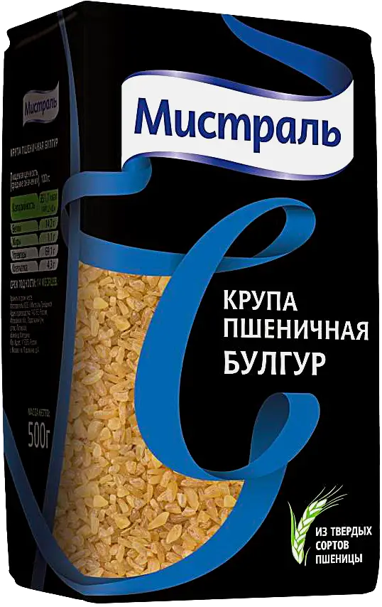 Изображение товара Крупа пшеничная Булгур Мистраль 500г - натуральный продукт для быстрых блюд