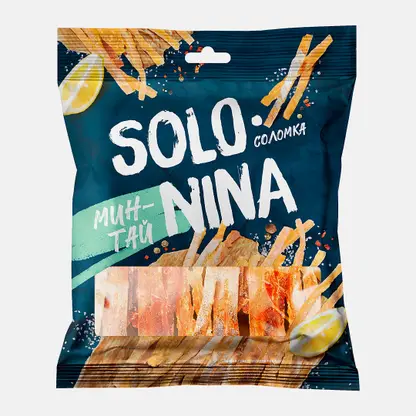 Минтай Solo Nina соломка с перцем сушено-вяленый 70г