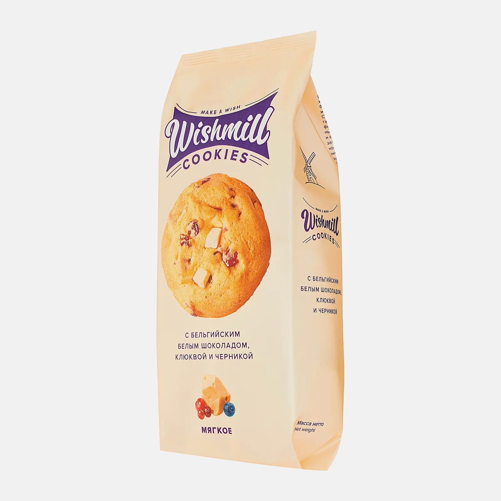 Печенье мягкое клюква черника белый шоколад Wishmill 180г