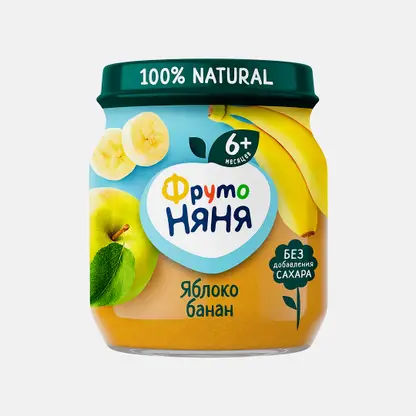Пюре из яблока и банана с 6 месяцев Фрутоняня 100г