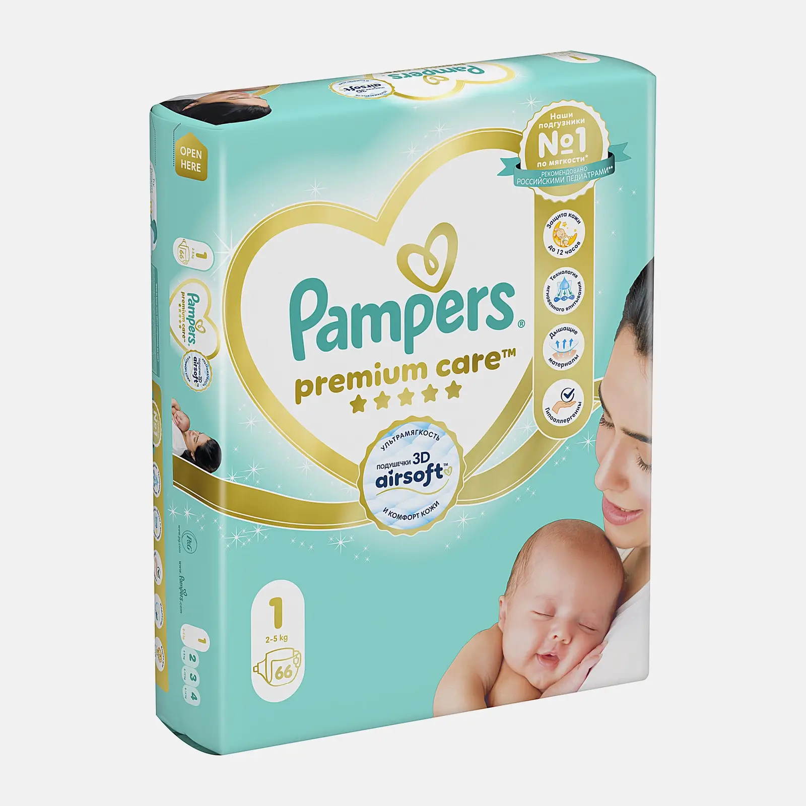 Подгузники Pampers Premium Care р.1 2-5кг 66шт