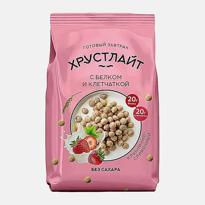 Готовый завтрак Хрустлайт клубнично-сливочный с белком Сибирская Клетчатка 150г
