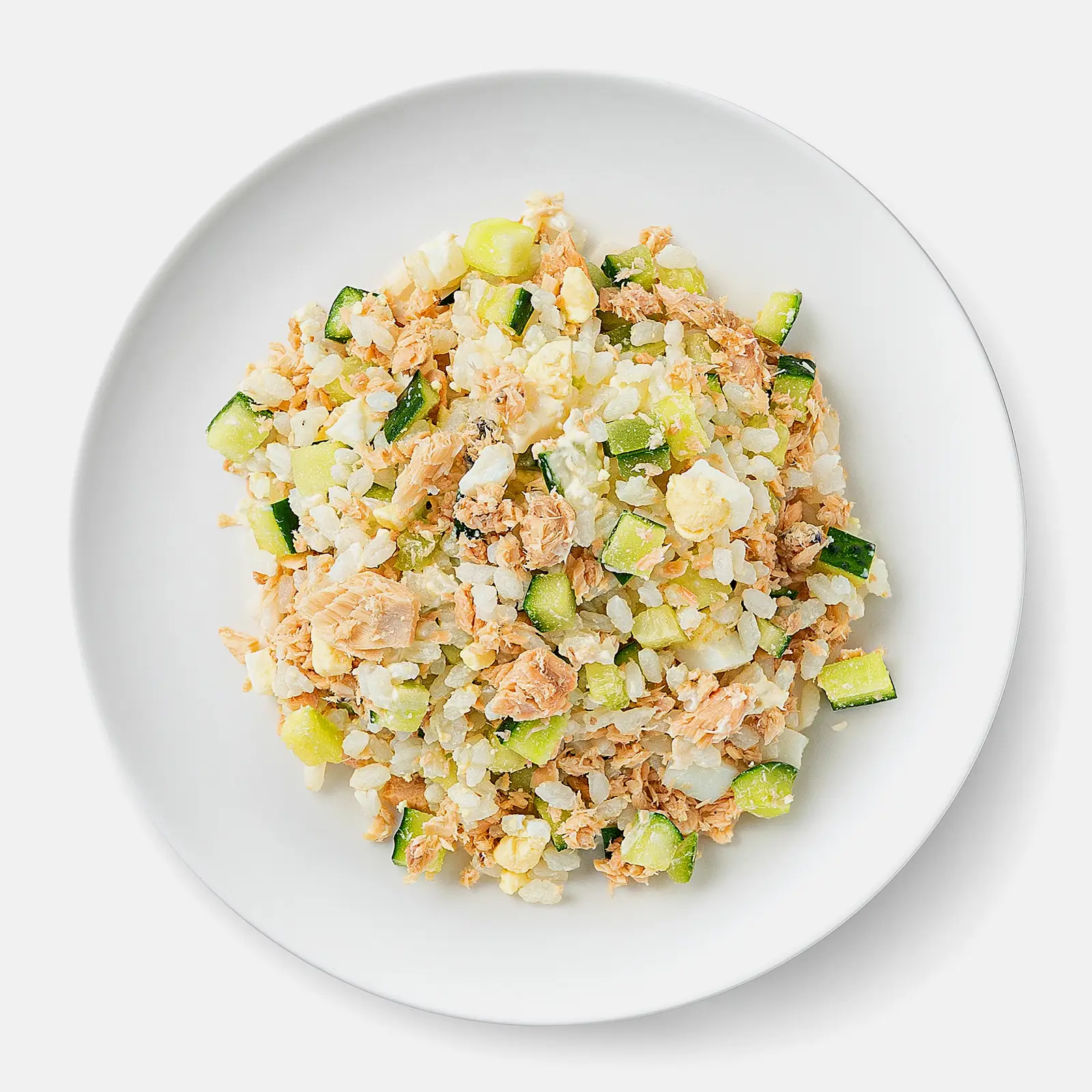 Изображение товара Салат с копчёной горбушей яйцом и рисом 180г натуральный и свежий