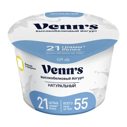 Изображение товара Йогурт Venns Греческий обезжиренный 210г