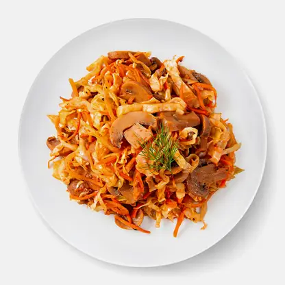 Капуста тушеная с грибами