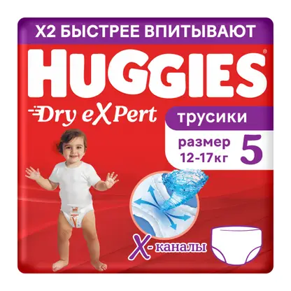 Изображение товара Подгузники-трусики Huggies Dry Expert р5 12-17кг 15шт для детей