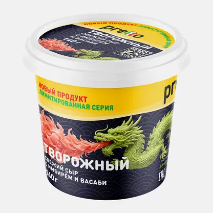 Сыр творожный с имбирем и васаби Pretto 60% 140г