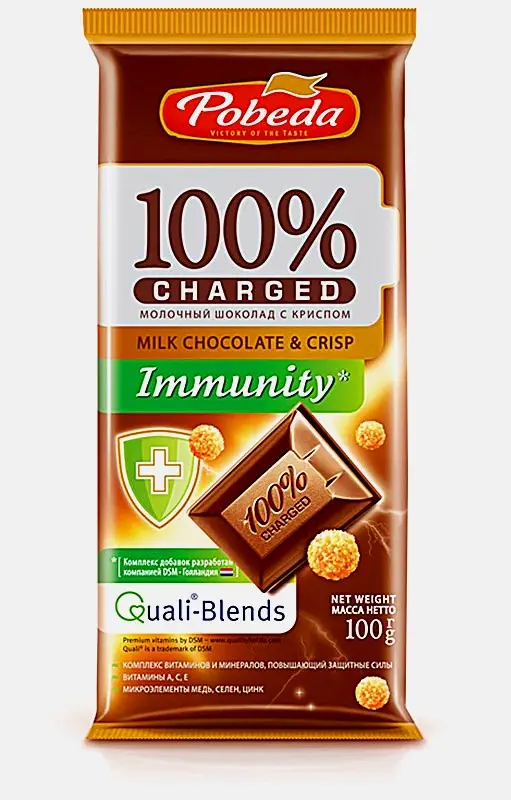 Шоколад Immunity молочный с криспом Победа Вкуса 100г