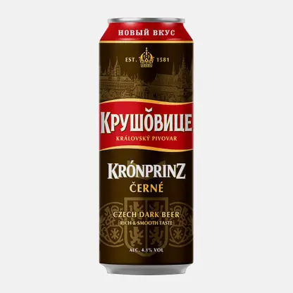 Тёмный пивной напиток пастеризованный Krusovice Cerne 4.1% 430мл