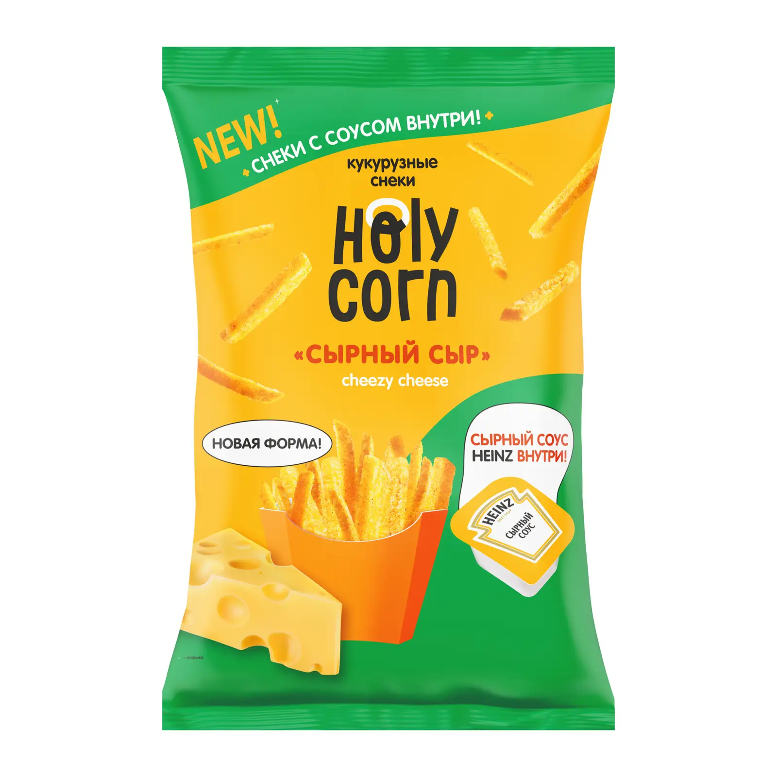 Изображение товара Кукурузные снеки с сырным вкусом и соусом внутри Holy Corn 30г