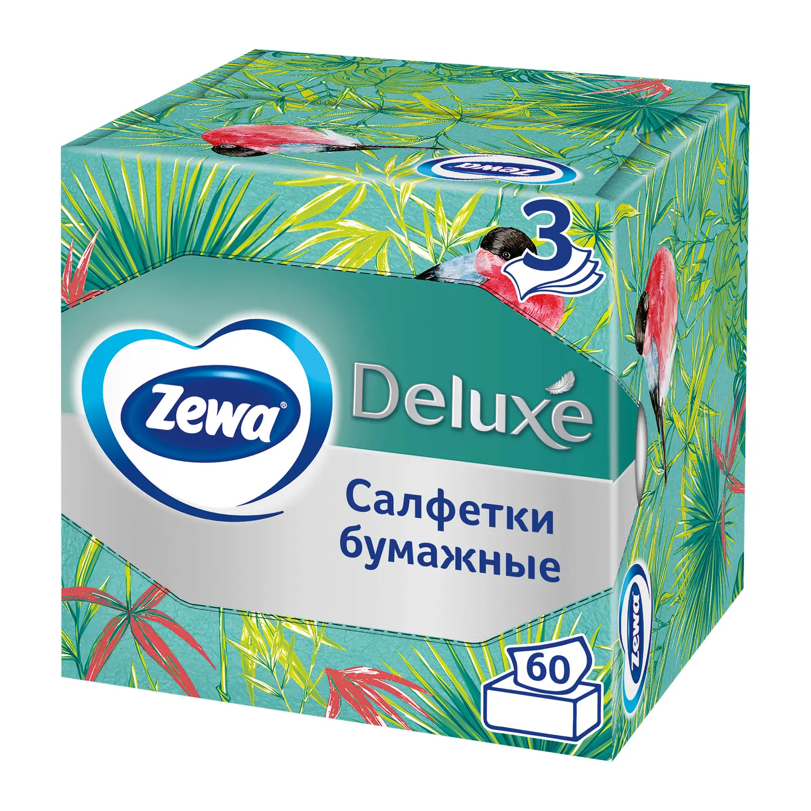 Изображение товара Салфетки бумажные в коробке Zewa Deluxe Арома Коллекция 3 слоя 60шт