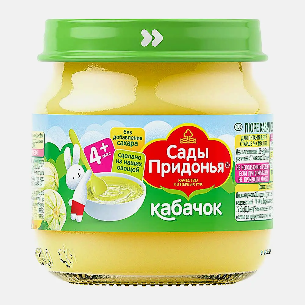 Изображение товара Пюре Сады Придонья Кабачок 80г Изображение товара Пюре Сады Придонья Кабачок 80г