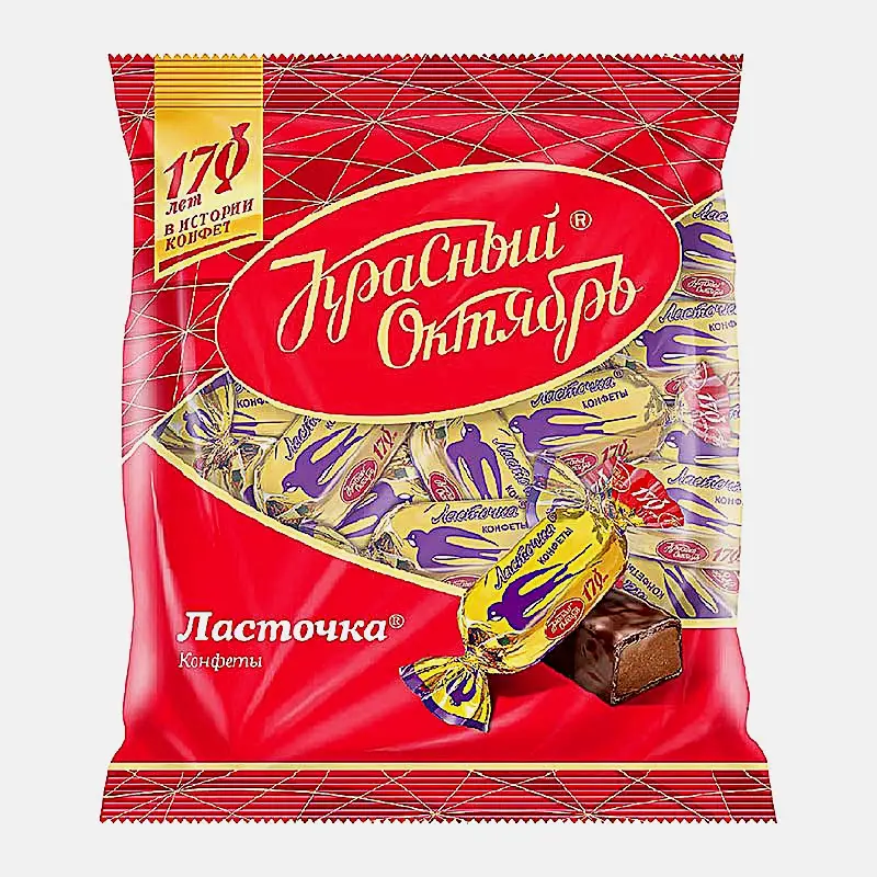 Изображение товара Конфеты помадные Ласточка 250 г Красный Октябрь с апельсином и шоколадной глазурью