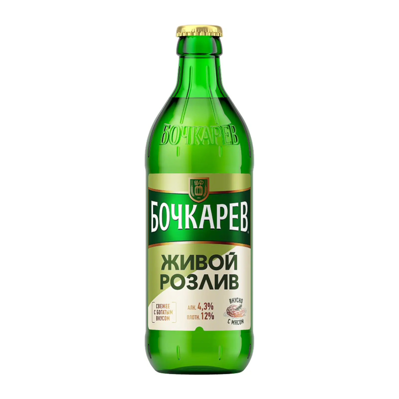 Изображение товара Пиво светлое Бочкарев живой розлив 430 мл пастеризованное