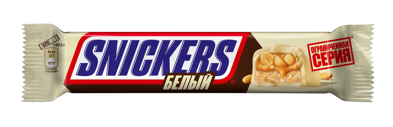 Батончик Snickers шоколадный белый с карамелью арахисом и нугой 81г -  Магнит-Продукты