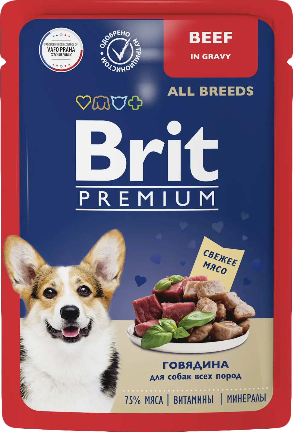 Влажный корм для взрослых собак Brit Premium Говядина 85г