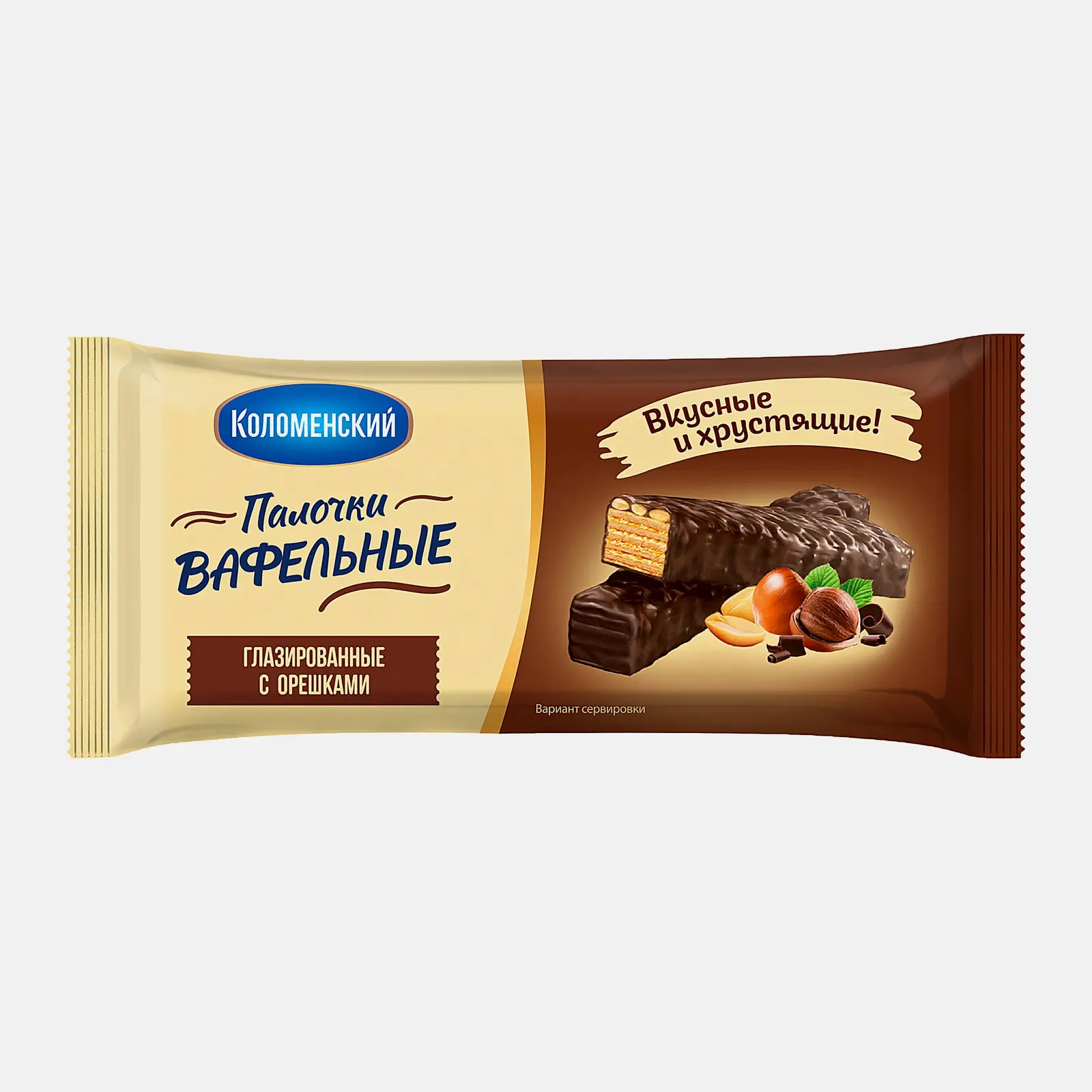 Изображение товара Вафельные палочки глазированные с орешками Коломенские 140г