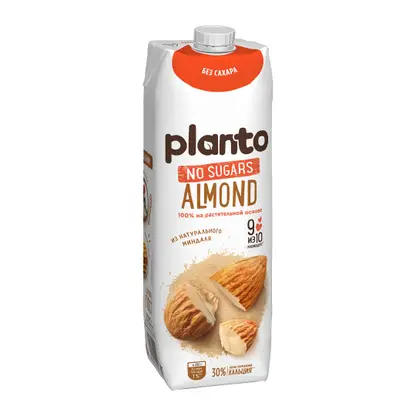 Изображение товара Напиток Planto миндальный без сахара обогащенный кальцием ультрапастеризованный 1.2% 1л