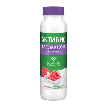 Изображение товара Биойогурт Актибио питьевой безлактозный малина 1.5% 260г