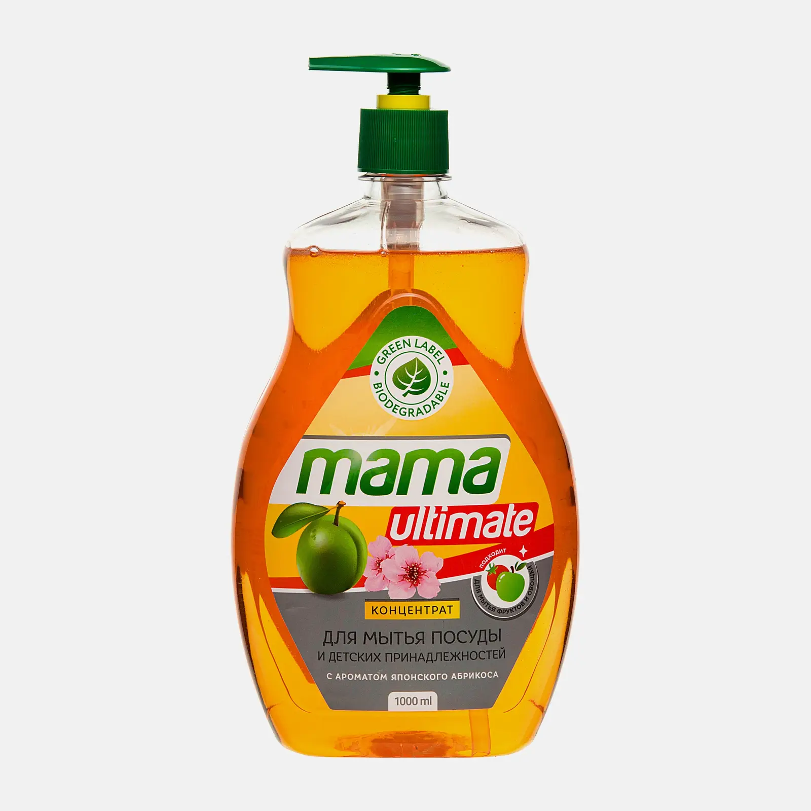 Концентрированный гель для мытья посуды Японский абрикос Mama Ultimate 1л Концентрированный гель для мытья посуды Японский абрикос Mama Ultimate 1л