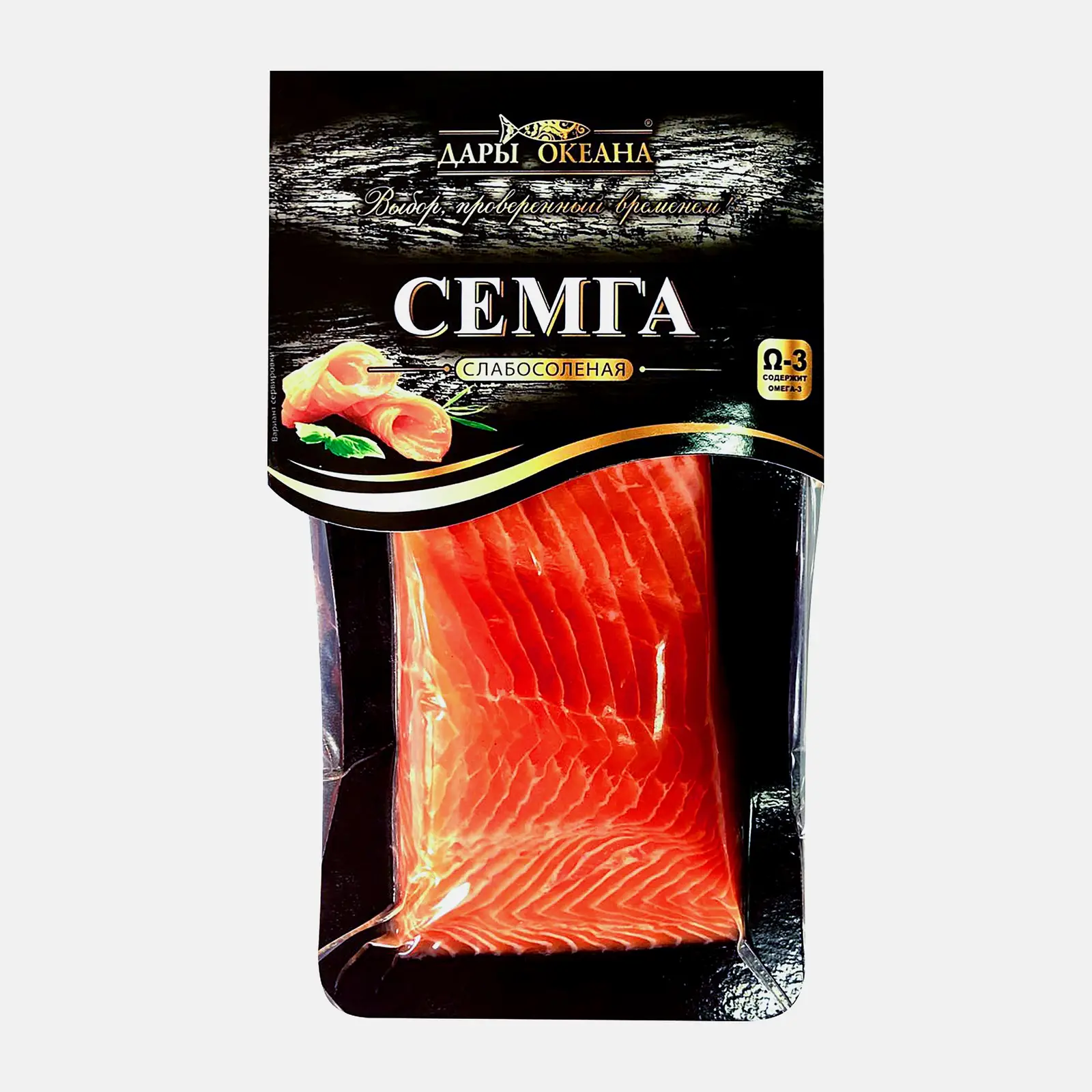 Семга Дары океана слабосолёная филе-кусочки с кожей 150г Семга Дары океана слабосолёная филе-кусочки с кожей 150г