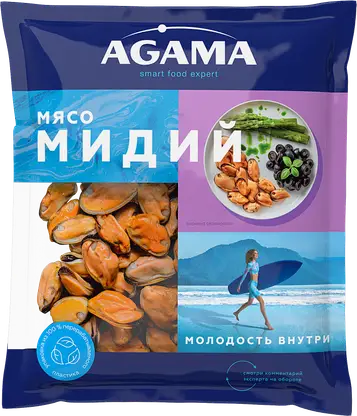 Мясо мидий Agama варено-мороженное 300г