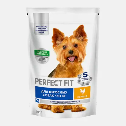 Сухой корм для собак маленьких пород с курицей Perfect Fit 500г