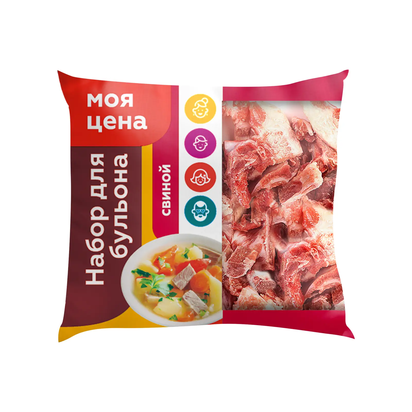 Изображение товара Набор для бульона свиной замороженный Моя цена 1 кг качественный продукт