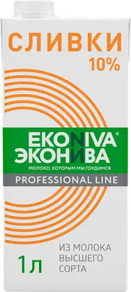 Изображение товара Сливки Эконива ультрапастеризованные 10% 1л
