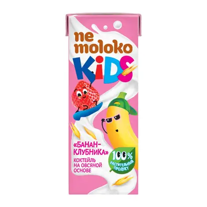 Изображение товара Напиток овсяный Банан-клубника Nemoloko Kids 200мл Изображение товара Напиток овсяный Банан-клубника Nemoloko Kids 200мл