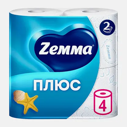Туалетная бумага Свежесть океана Plus Zemma 4 рулона 2 слоя
